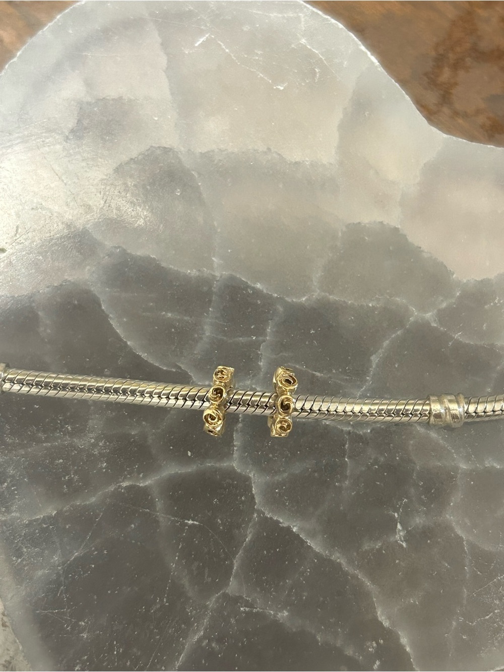 Pandora 14k two solid gold small rose spacers